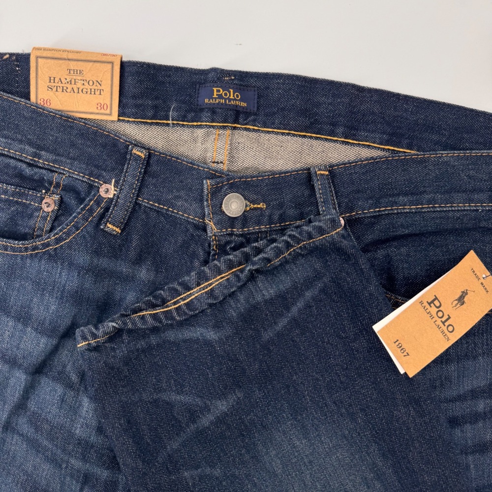 Polo Ralph Lauren Hampton Straight Jeans Men 36x30 Dark Wash Indigo Authentic